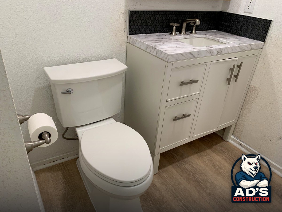 Completed bathroom remodel by AD's Construction in Denver, Colorado